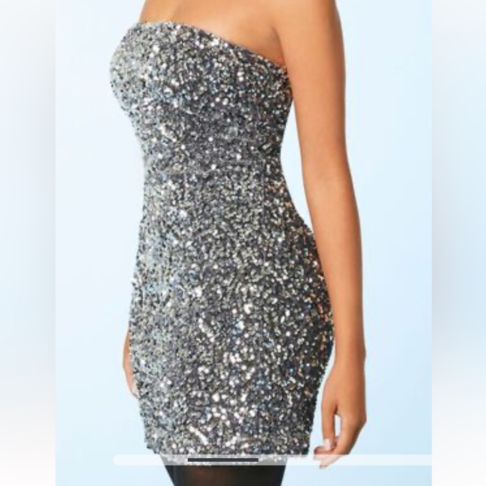 Stunning Silver Sequin Mini Tube Dress Size Small NWT